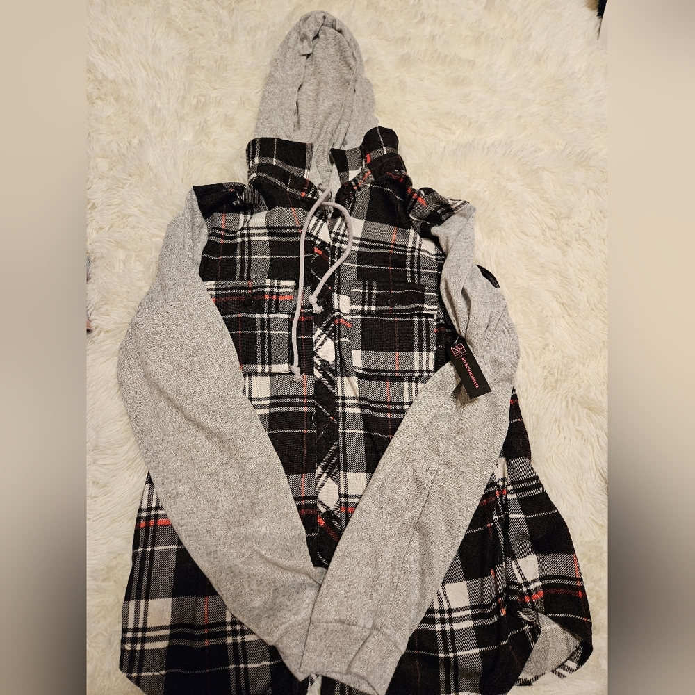 NWT Plaid Jacket with Hood